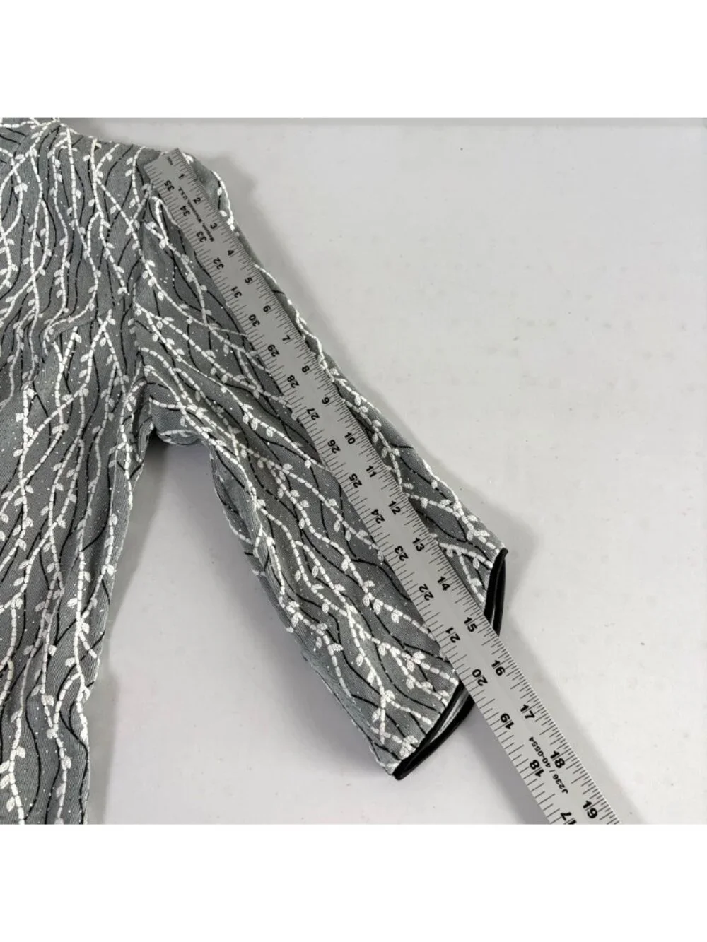 Alex Evenings Jacket Petite S SP Gray Black Metallic 3/4 Sleeves Mandarin Collar